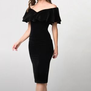 Unique Vintage Black Velvet Dress